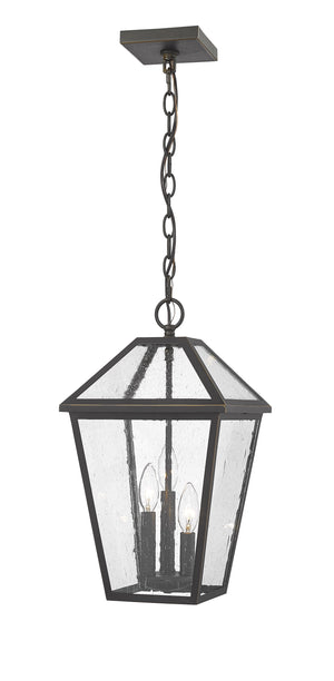 Talbot 3 Light Outdoor Chain Mount Ceiling Fixture in Rubbed Bronze Finish