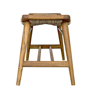 Stockholm Teak Bench with Rush Seagrass Weave