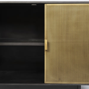 Newsome II 79Lx16Wx33H Black and Gold Metal 4 Cabinet Door Sideboard