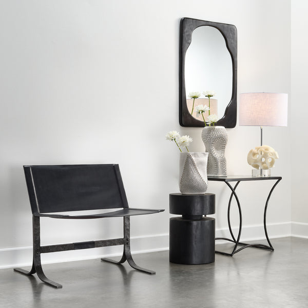  Alessa Leather Sling Chair, Black