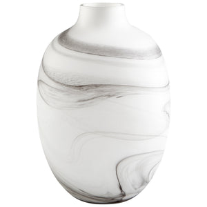 Moon Mist Vase In White And Black Swirl