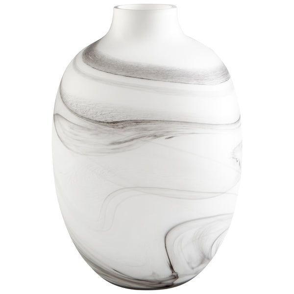 Moon Mist Vase In White And Black Swirl