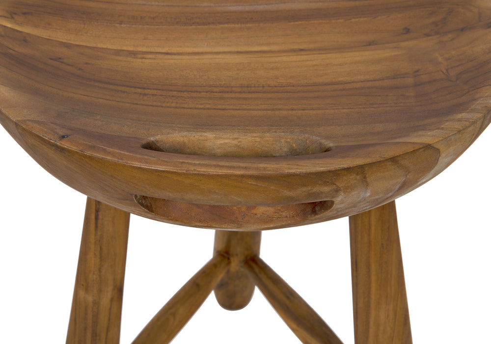 Basel Teak Stool with Clear Coat Semi-Gloss Finish
