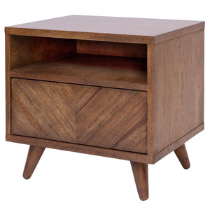 Piero Chevron Night Stand/ Side Table In Monterey Brown