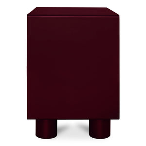 Moe's Jolene Nightstand in Deep Red with Shelf