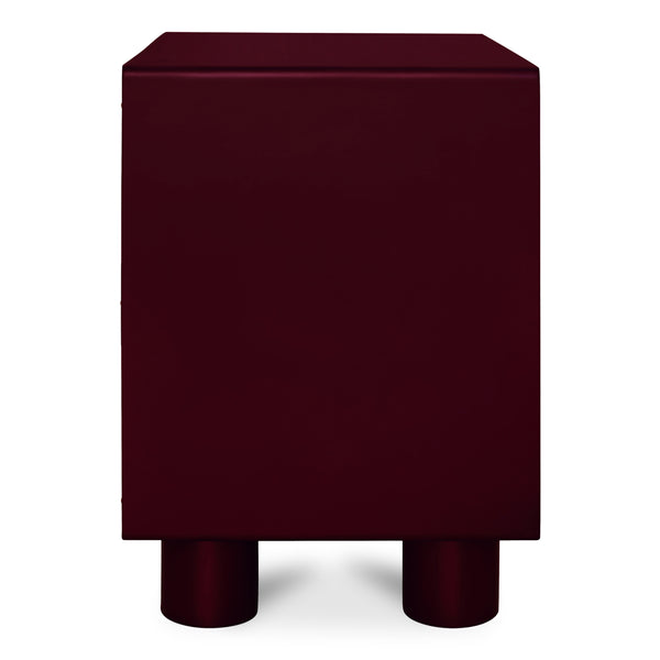Moe's Jolene Nightstand in Deep Red with Shelf