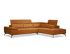CAMELLO Leather Sectional in CAMEL leather/blk PC legs w/full