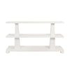 THREE TIER TWO COLUMN CONSOLE IN TEXTURED WHITE LINEN
