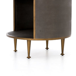 Shagreen Round Nightstand-Antique Brass