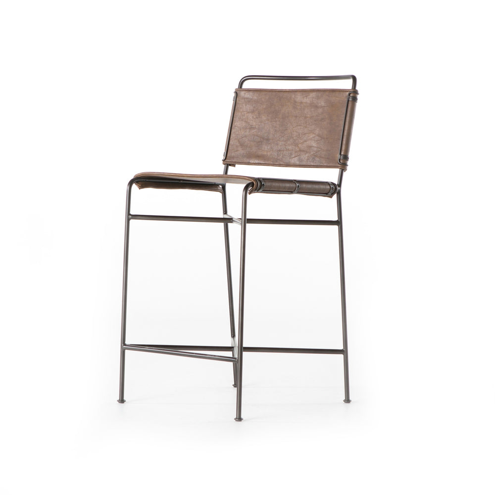 Wharton Stool In Distressed Brown In Counter