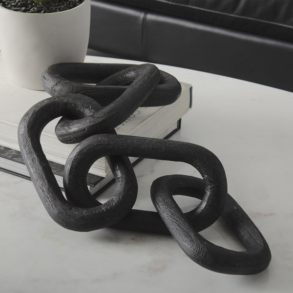 Alix 29.0L x 5.0W x 5.0H Black Wood Link Chain Decorative Object
