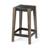 Nell 26" Seat Height Black Metal Seat & Foot Rest With Brown Wood Legs Stool
