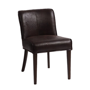 Buddy 20" Dining Chair, Dark Brown Leather, Matte Brown Legs