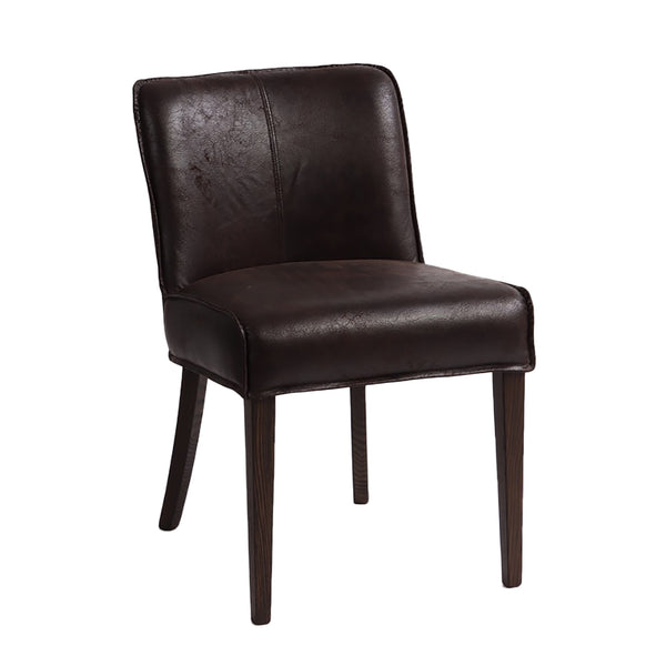 Buddy 20" Dining Chair, Dark Brown Leather, Matte Brown Legs