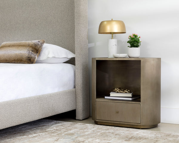 SIENA NIGHTSTAND - OVAL - ANTIQUE BRASS