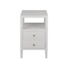 TWO DRAWER SIDE TABLE IN COATED WHITE LINEN