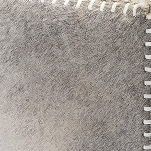 Grey Hair on Hide Ottoman, Large