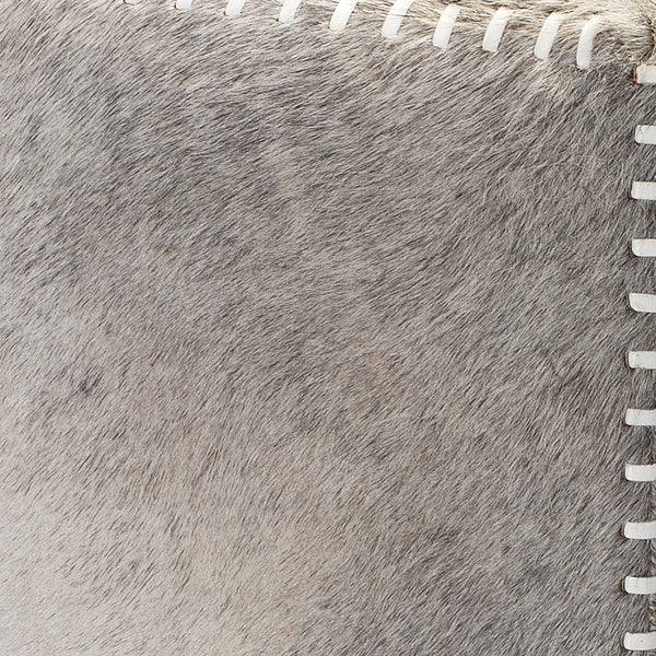 Grey Hair on Hide Ottoman, Large