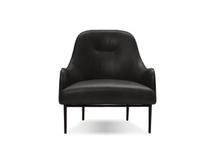Swoon Lounge Chair in black leather with black legs