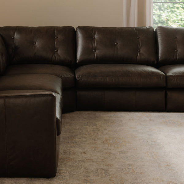 Moe's Thurlow Right Arm Chair in Espresso Leather