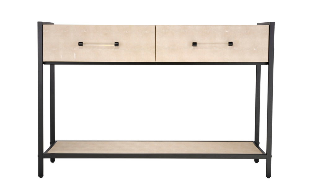 Cassius Faux Shagreen 2-Drawer Console, Taupe