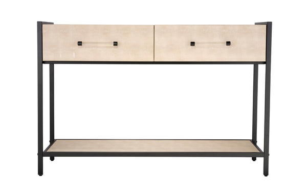 Cassius Faux Shagreen 2-Drawer Console, Taupe