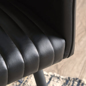 Leon Leather Dining Chair - Midnight Raven