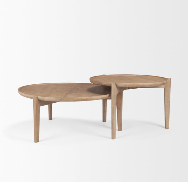 Cleaver (Set of 2) 40" & 31" Round Brown Solid Wood Nesting Coffee Tables