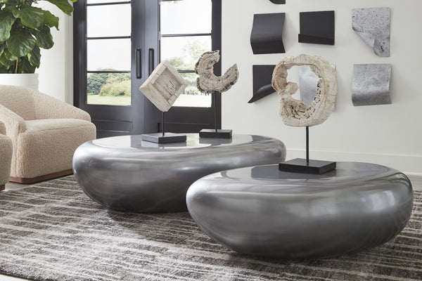 Eroded Wood Circle Sculpture on Stand , Assorted