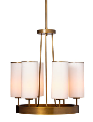 Kingdom Glass 6-Light Chandelier, Antique Brass