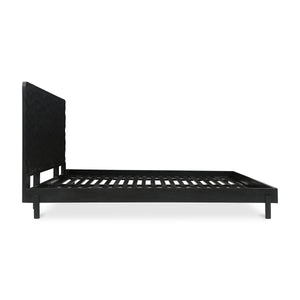 Misaki Queen Bed in Black with Carved Headboard