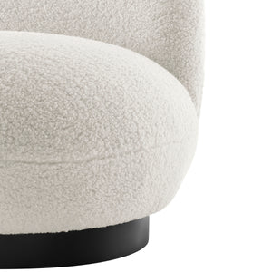 Zolia Faux Shearling Swivel Accent Chair, Shearling Beige