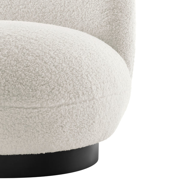 Zolia Faux Shearling Swivel Accent Chair, Shearling Beige