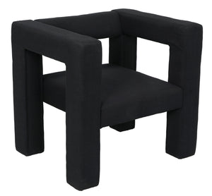 Felix Mixed Lumber Frame Chair in Black Cotton