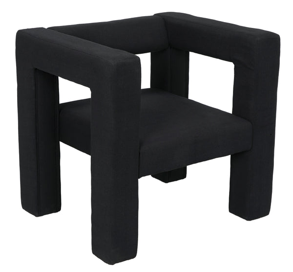 Felix Mixed Lumber Frame Chair in Black Cotton