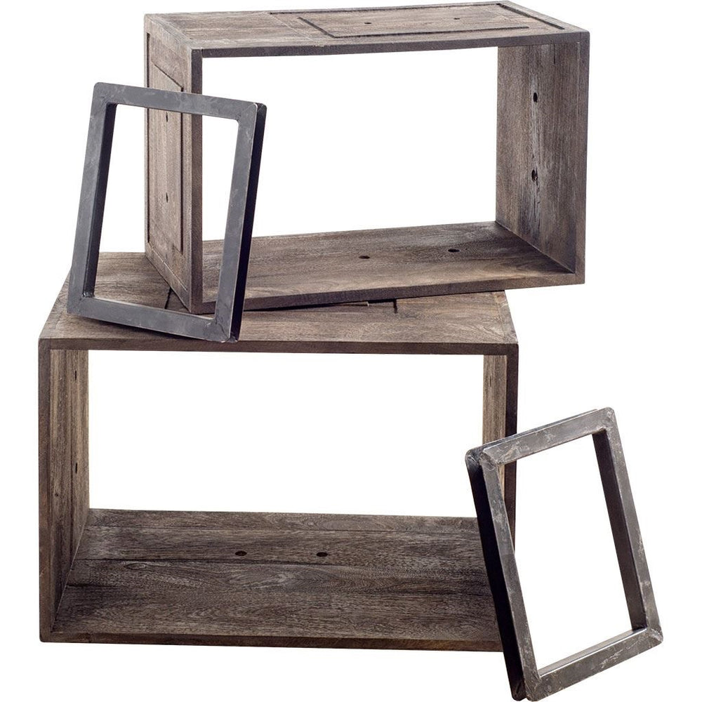 Simul Brown Wood 2 Shelves Modular Shelving Unit