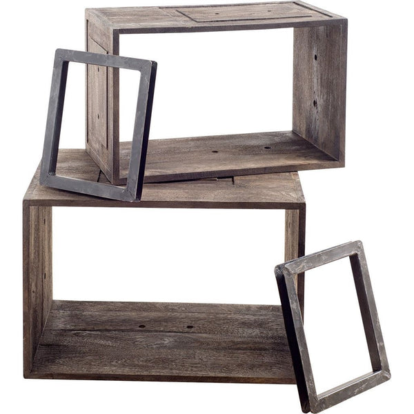 Simul Brown Wood 2 Shelves Modular Shelving Unit