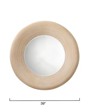 Paddock Bamboo Round Wall Mirror, Cream