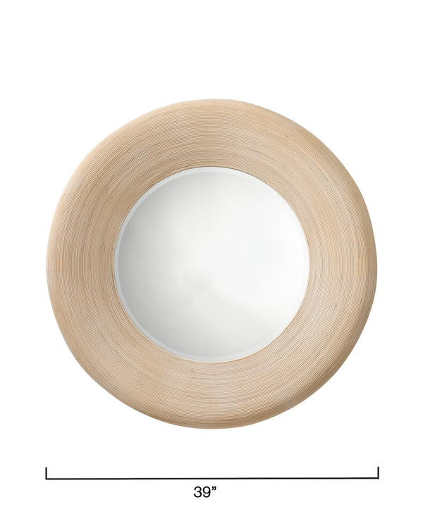 Paddock Bamboo Round Wall Mirror, Cream