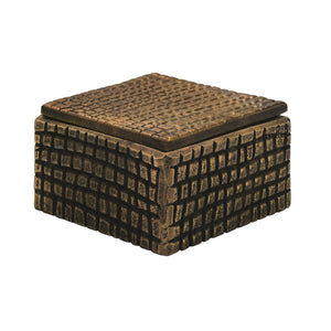 LARGE BRASS ALUMINUM BOX WITH REPTILE TEXTURE