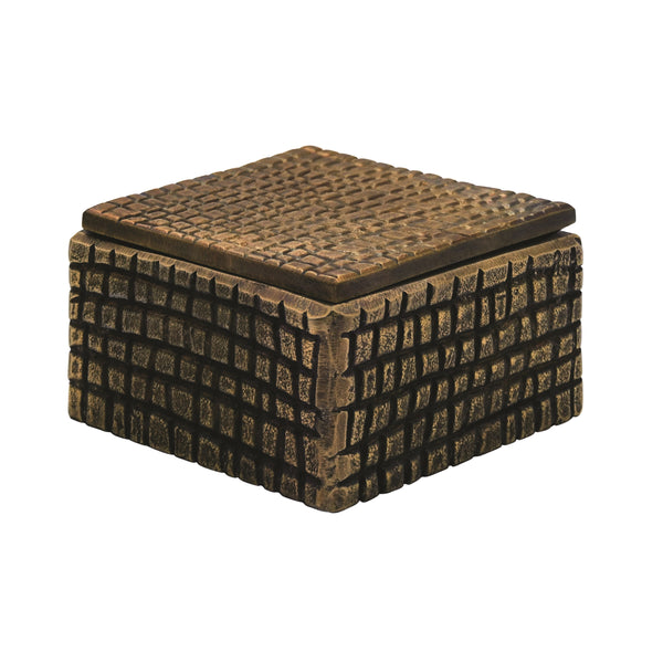 LARGE BRASS ALUMINUM BOX WITH REPTILE TEXTURE