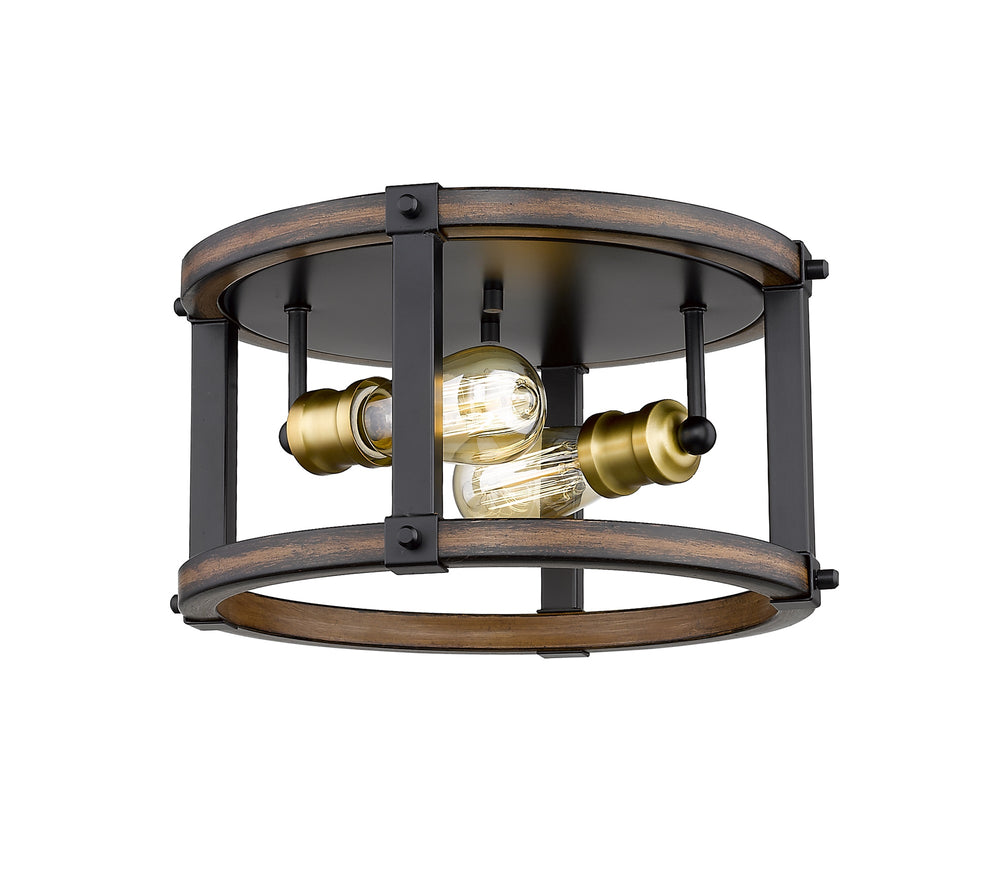 Kirkland 2 Light Flush Mount in Rustic Mahogany Finish