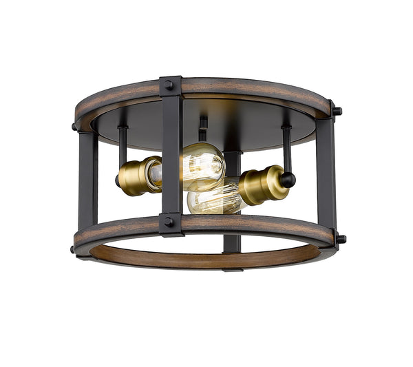 Kirkland 2 Light Flush Mount in Rustic Mahogany Finish