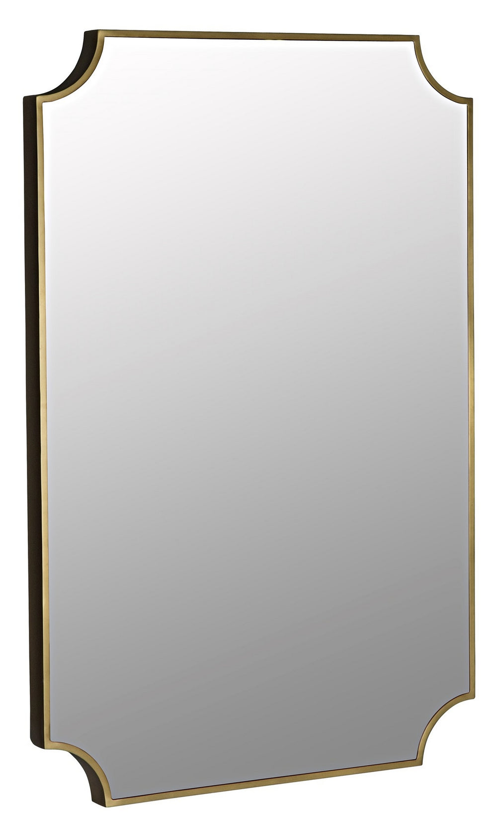 Convexed Industrial Steel Mirror in Antique Brass Finish