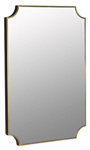 Convexed Industrial Steel Mirror in Antique Brass Finish