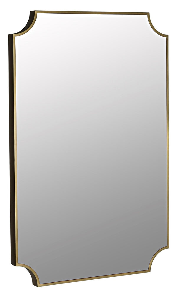 Convexed Industrial Steel Mirror in Antique Brass Finish