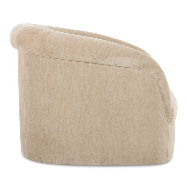 Thora Lounge Chair in Beige Velvet Upholstery