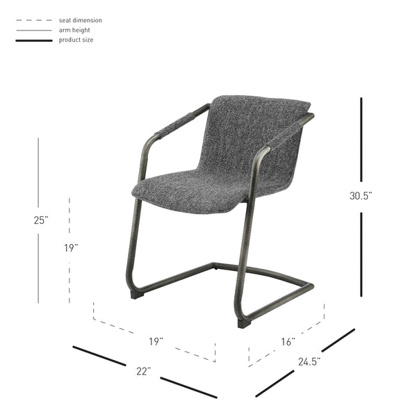 Indy Fabric Dining Side Chair In Blazer Dark Gray (Set of 2)