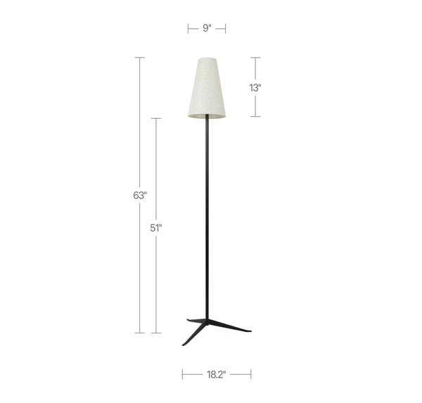 Mathis Floor Lamp with Linen Shade in Black