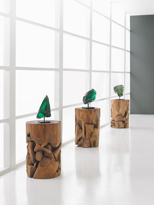 Teak Slice Pedestal, Round